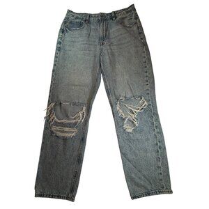 American Eagle Distressed with Holes Mom Straight Jeans- Women's Size 12